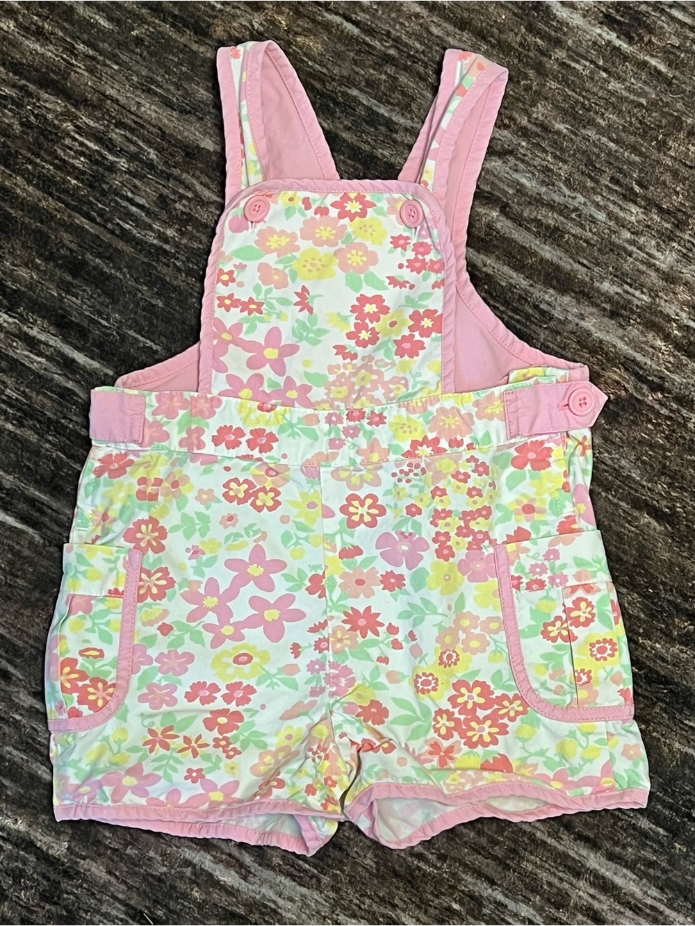 Girls  GAP Floral Pink Short Overalls